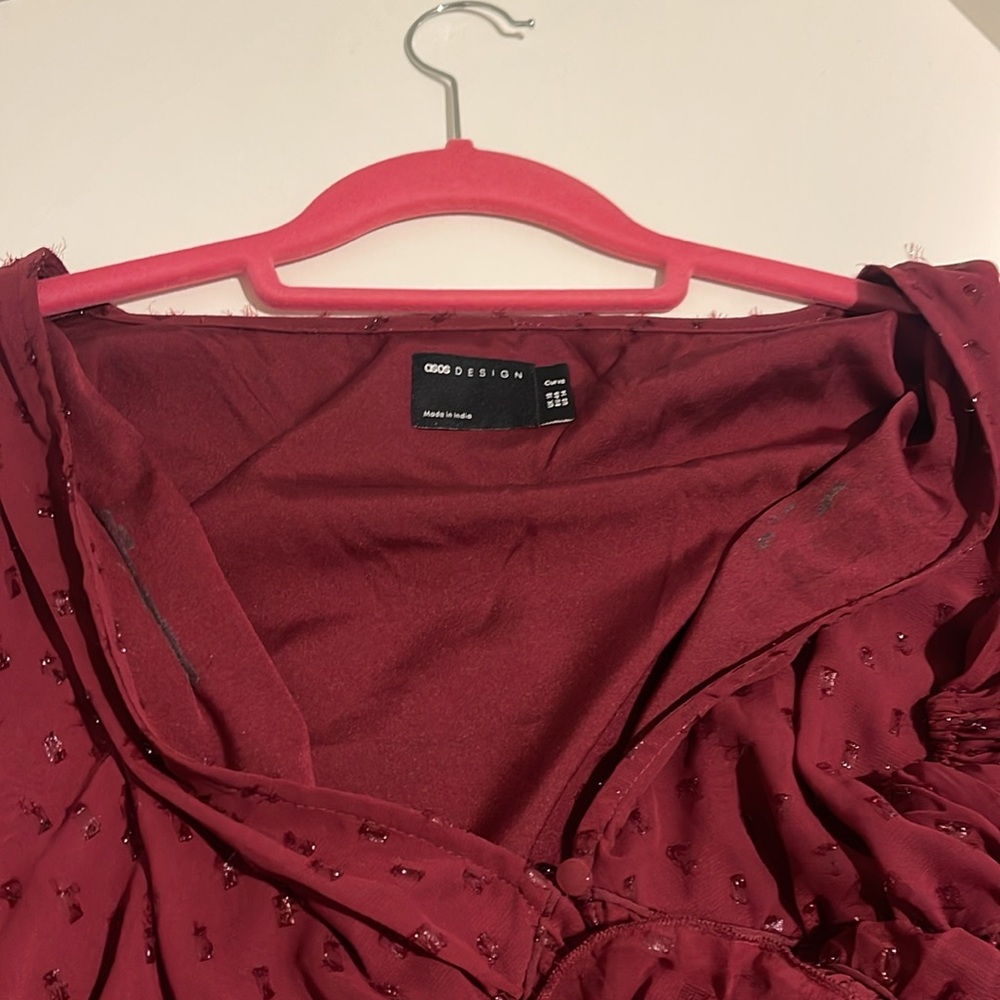 Asos Design Curve Button Up Ruched Waist Pleated … - image 7